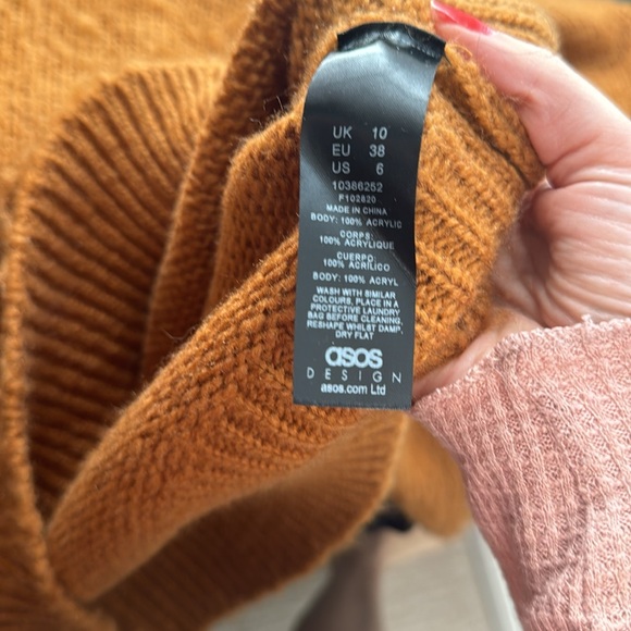 ASOS Women’s Heavy Knit Sweater Size 6 Orange Tan Cozy Oversized Layering Piece - Picture 7 of 7